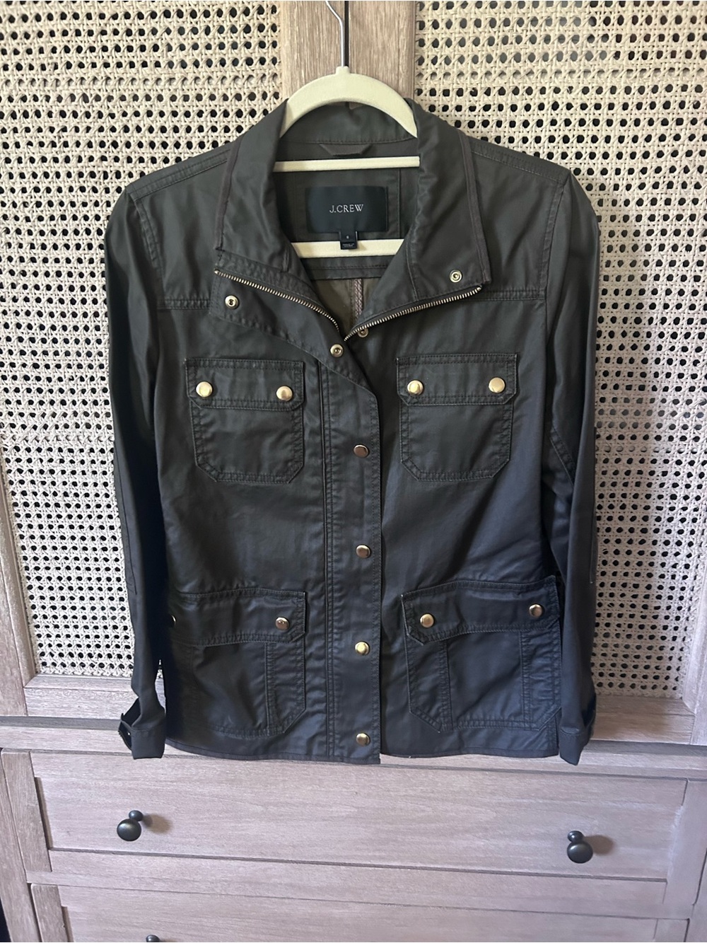 J. Crew Black Utility Field Jacket with Gold-Tone Hardware